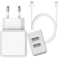 Phreeze Usb Stekker 2 Poorten met usb C Kabel 1 Meter - 12w Oplader voor Galaxy A15 A16 A17 A25 A35 A55 S20 S21 S22 S23 S24 en usb C Tablets