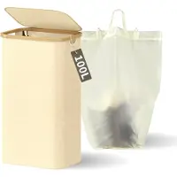 Phreeze Wasmand met Deksel en Waszak - 100L - Groot Formaat - Wasmand - Opvouwbaar - Opbergmand - Linnen - Beige