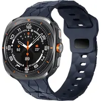 Bandz Siliconen band 'Hexagons' met gespsluiting - geschikt voor de Samsung Galaxy Watch Ultra / Ultra 2025 (donkerblauw)