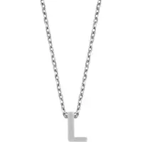 New Bling 9NB-907L Zilveren Ketting Dames - letterhanger - L - Initiaal sieraad - Zilverkleurig