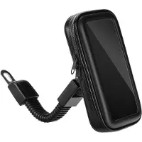 Phreeze Telefoonhouder Motor - Met Opbergvak - Spiegelmontage - Trillingsvrij - Waterdicht - Schokdemper - Universeel - Zwart