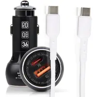 Phreeze Autolader usb-C & usb-A 36w - Snellader usb C - Usb Stekker 12V/24V - Usb Lader Auto - 1 Meter