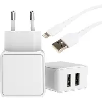 Phreeze Oplader geschikt voor iPhone / iPad - Lightning - 2 Meter - Usb Stekker - Oplader - Wit