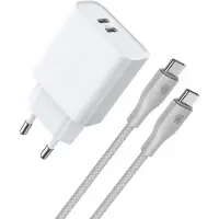 Phreeze 35w GaN usb-C Adapter met usb-C naar usb-C Kabel - 1 Meter - Super Fast Charger - Power Delivery 3.0 - Usb-C Lader met 2 Poorten