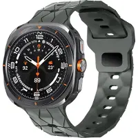 Bandz Siliconen band 'Hexagons' met gespsluiting - geschikt voor de Samsung Galaxy Watch Ultra / Ultra 2025 (donkergrijs)