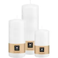 Wiedemann Cilinderkaarsen/stompkaarsen - set van 3 - wit - 6x12/7x15/7x20 cm