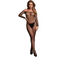 Shots Bodystocking OffShoulder Neck - Fishnet / Open - OSX - Black