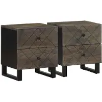 vidaXL Nachtkastjes 2 st 40x33x46 cm massief mangohout zwart