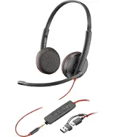 HP Blackwire 3225 Stereo USB-C Headset +3.5mm Plug +USB-C/A Adapter (Bulk) (209747-201/209751-201)