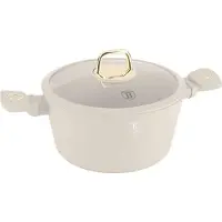 Berlinger Haus Pan met deksel, 24 cm, 4,1 liter, Sahara, , model BH 8071, antiaanbaklaag, kleur: crème