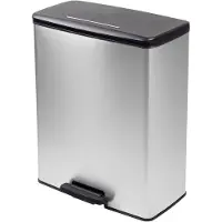 Curver Deco bin slim 254610 Afvalbak 65 l (l x b x h) 480 x 480 x 615 mm Zilver, Zwart Met voetpedaal 1 stuk(s)