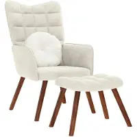 vidaXL Relaxstoel met kruk crèmekleurig fluweel