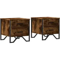 vidaXL Nachtkastjes 2 st 40x41x40 cm bewerkt hout gerookt eikenkleurig