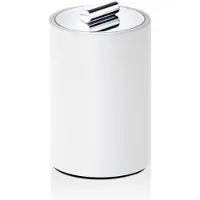 DECOR WALTHER Beauty Box Stone Met Deksel Middel Matt Wit Chrome