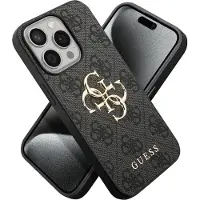 GUESS 4G Metal Logo Backcover voor de Apple iPhone 15 Pro - Grijs