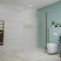 FortiFura Galeria inloopdouche - 140x200cm - mat glas - wandarm - Geborsteld Messing PVD (Goud) SW797937/SW797910