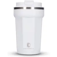 Castagnola Thermosbeker - Koffiebeker To Go - Travel Mug voor Koffie en Thee - Theebeker - 380 ML - RVS - Wit - Octagon