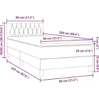 vidaXL Boxspring met matras fluweel lichtgrijs 80x220 cm