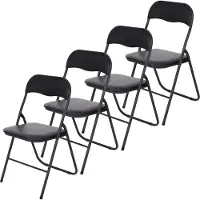 Infinity Goods Set van 4 Klapstoelen - Vouwstoelen - PVC - Eettafelstoelen - Opklapbare Stoelen - 43 x 47 x 80 CM - Stoelen - Zwart