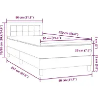 vidaXL Boxspring met matras fluweel donkergrijs 80x220 cm