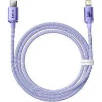 Baseus Crystal Shine, paars, USB-C, Lightning, 1,2 meter, mannelijk connector, mannelijk connector