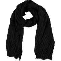 Sarlini Langwerpige Woven Plisse Sjaal Zwart