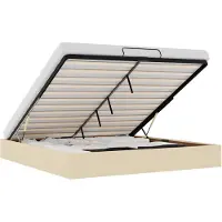 vidaXL Bedframe zonder matras 160x200 cm stof crèmekleurig
