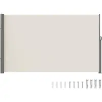 Vevor Zijluifel 160 x 300 cm Zijwandluifel Gemaakt van polyesterweefsel met PU-coating Luifel Uitschuifbare handgreep met veermechanisme Privacyscherm voor balkons Binnenplaatsen UV30 Beige