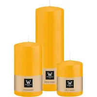 Wiedemann Cilinderkaarsen/stompkaarsen - set van 3 - geel - 6x8/7x13/7x20 cm