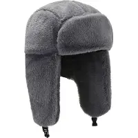 Somstyle Pilotenmuts - Russische Muts - Pluche Wintermuts Dames & Heren - Ushanka - Grijs