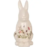 Clayre & Eef Decoratie Beeld Konijn 16x12x28 cm Beige Keramiek