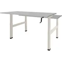 Schaffenburg Dextro zit/sta hoogte slinger verstelbare Duo werkplek 2 x 120 x 80 cm, frame wit RAL 9010 blad 25 mm. melamine Schaduwzwart