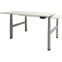 Schaffenburg Dextro plus duo zit/sta 140x80cm, electrisch hoogte verstelbare werkplek, H-poot frame. Frame kleur aluminium (RAL9006) en blad Schaduwzwart