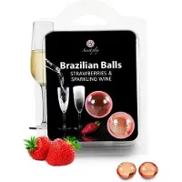 Secret Play Brazilian Balss Strawberry and Champagne - Massage Olie - 2 balletjes