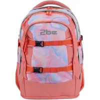 2be New ErgonomischSchoolrugzak met 15 inch laptopvak - Koraalroze - Koraalroze