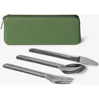 Citron Bestekset voor kinderen - Met siliconen etui - 18x7x4cm - Green