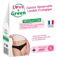 Love & Green Wasbaar Menstruatieslipje Zwart Normale Doorstroming (Maat : XL)