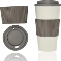 Discountershop Koffiebeker To Go 500 ML - Drinkbeker met deksel - Herbruikbaar - Coffee To Go Beker - Travel Mugs - Thermosbeker - Theebeker - IJskoffie beker - Milkshake beker - Reisbeker - GRIJS