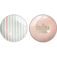Gusta Patio - Borden - Groen Roze - Tekst en Print - ø16,5cm - set van 2