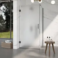 FortiFura Galeria Douchecabine - 100x80x200cm - scharnieren - deurgreep - vlak - gesatineerd veiligheidsglas - Geborsteld gunmetal PVD (Antraciet) SW1122554/SW1122563/SW797907/SW797925