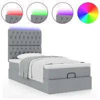 vidaXL Bed poef met matras en LED's stof 80x200 cm lichtgrijs