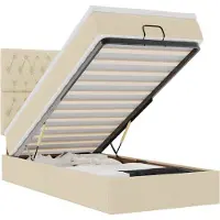 vidaXL Bed met matras 100x200 cm stof crèmekleurig