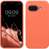 Kwmobile telefoonhoesje geschikt voor Google Pixel 9a - Hoesje met siliconen coating - Smartphone case in levendig koraal