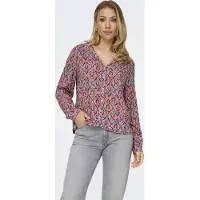 ONLY ONLNOVA LIFE VIS L/S MALOU TOP AOP Dames Top - Red Orange 591 Soul