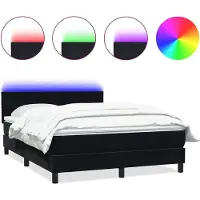 vidaXL Boxspring met matras en LED fluweel zwart 160x210 cm
