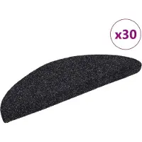 vidaXL Trapmatten Zelfklevend 30 stuks 56x17x3 cm Zwart Halfrond