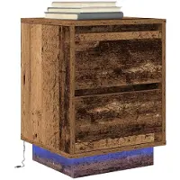 vidaXL Nachtkastje met LED-verlichting 38x34x50 cm oud hout