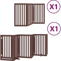 vidaXL Hondenhek inklapbaar 9 panelen 450 cm populierenhout bruin