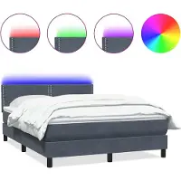 vidaXL Boxspring met matras en LED fluweel donkergrijs 160x210 cm