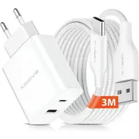 Xssive Power Adapter met USB naar USB C Kabel 3 Meter - 20W Fast en Quick Charge - Universeel